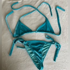 velvet blue bikini set